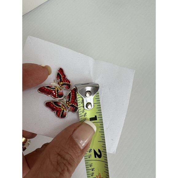 Multicolor Butterfly Necklace 20” and Earrings 925 Sterling Silver And Crystals - Picture 7 of 8